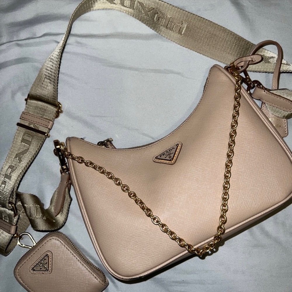 AUTHENTIC Prada Re-Edition Saffiano Cammeo Beige Bag